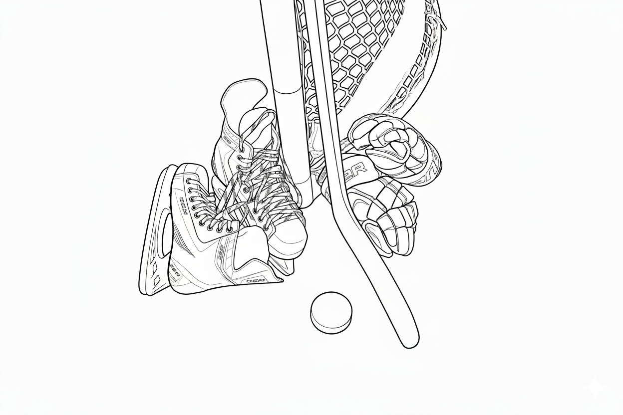 Hockey gear coloring page coloring page