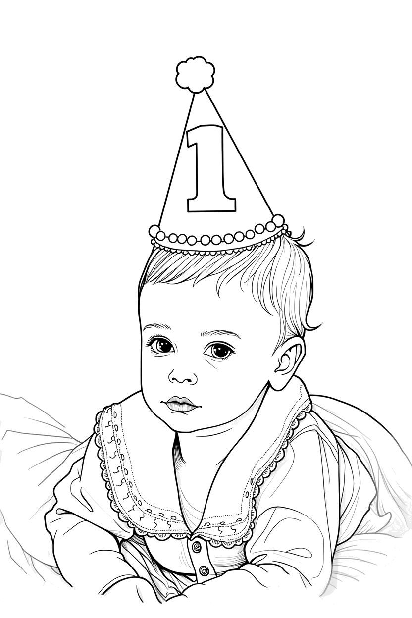 babies first birthday coloring page